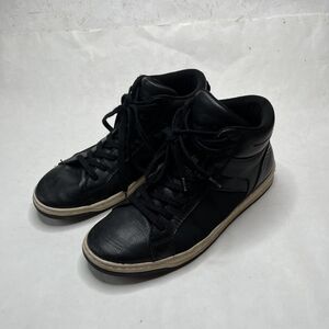 Aldo Shoes Casual Sneakers Mens 7.5 Black Leather Lace Up High Top Almond Toe